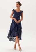 Goddiva Embroidered Lace Dress Navy M (UK10)