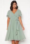 Goddiva Flutter Chiffon Dress Sage Green L (UK14)