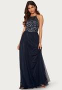 AngelEye High Neck Sequin Maxi Dress Navy L (UK14)