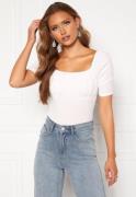 BUBBLEROOM Rushed Square Neck Short Sleeve Top White S