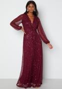 AngelEye Long Sleeve Sequin Dress Burgundy M (UK12)