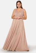 Goddiva Curve Glitter Wrap Front Maxi Curve Dress With Split Nude 46 (...