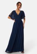 Bubbleroom Occasion Butterfly sleeve chiffon gown Navy 50