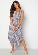 Bubbleroom Occasion Draped Soft Midi Dress Navy / Floral XS