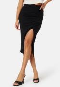 BUBBLEROOM Rib Slit Midi Skirt Black XS