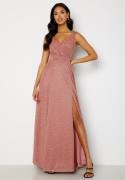 Goddiva Glitter Wrap Maxi Dress Dark Rose XS (UK8)
