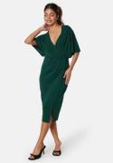 Bubbleroom Occasion Wrap Slit Midi Dress Dark green 42