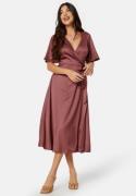 Bubbleroom Occasion Butterfly Sleeve Wrap Satin Dress Old rose 40