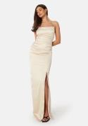 Bubbleroom Occasion Ruched Satin Strap Gown Cream 40