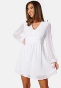 Bubbleroom Occasion Dotted Tie Back L/S Chiffon Dress White 38