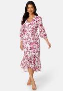 Happy Holly Danessa midi Puff Sleeve Dress Pink / Patterned 44/46