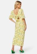 Bubbleroom Occasion Balloon Sleeve Bow Midi Dress Yellow/Floral 48
