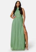 Goddiva Tie Neck Maxi Dress With Split Dusty Sage XXL (UK18)