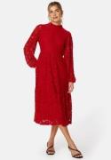BUBBLEROOM Blanca Midi Lace Dress Red 36