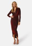 John Zack Glitter Long Sleeve Rouch Dress Red M (UK12)