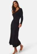 BUBBLEROOM Knitted Rouched Midi Dress Black S
