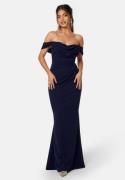 Goddiva Off Shoulder Maxi Dress Dark blue L (UK14)