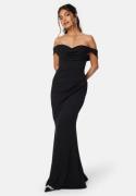 Goddiva Off Shoulder Maxi Dress Black S (UK10)