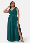 Goddiva Curve Glitter Wrap Front Maxi Dress With Split Emerald 50 (UK2...