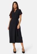 BUBBLEROOM V-neck Short Sleeve Wrap Dress Black XL