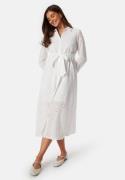 BUBBLEROOM Belted Broderie Anglaise Shirt Dress White 44