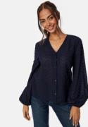 Happy Holly Broderie Anglaise V-Neck Blouse Navy 40/42