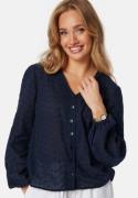 Happy Holly Broderie Anglaise V-Neck Blouse Navy 52/54