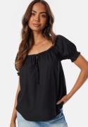 BUBBLEROOM Front Tie Blouse Black XL