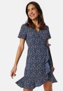 BUBBLEROOM Flounce Short Wrap Dress Dark blue/Patterned 2XL