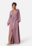 Goddiva Long Sleeve Chiffon Dress Dusty Lavendel XXL (UK18)
