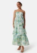 FOREVER NEW Shauna Scallop Trim Midi Dress Green/Floral 34
