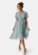 Goddiva Flutter Chiffon Midi Dress Dusty green L (UK14)