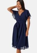 Goddiva Flutter Chiffon Midi Dress Navy XL (UK16)