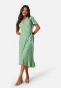 John Zack Short Sleeve Wrap Dress Sage Green L (UK14)