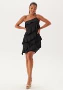 Bubbleroom Occasion One shoulder Short Frill Dress Black S