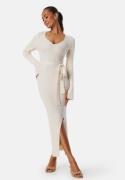 BUBBLEROOM Slit Knitted Midi Dress Cream L