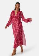 Bubbleroom Occasion Frill Midi Dress Pink/Floral 2XL