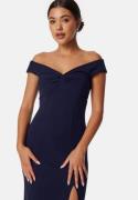 Bubbleroom Occasion Twist Off Shoulder Gown Dark blue L