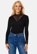 ONLY Tilde L/S High Neck Lace Top JRS Black Detail:BLACK LACE M