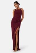 Bubbleroom Occasion Square neck slit maxi dress Wine red M