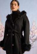 Chiara Forthi Hooded Wool Blend Coat Black XL