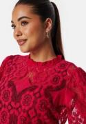 BUBBLEROOM Lace L/S Blouse Red XS