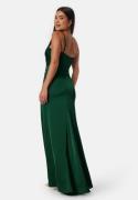 Bubbleroom Occasion Waterfall Satin Gown Dark green 42