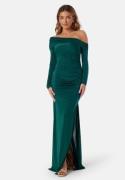 Bubbleroom Occasion Asymmetric Off Shoulder Soft Gown Dark green S