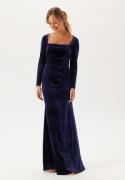 Goddiva Square Neck Velvet Maxi Dress Navy S (UK10)