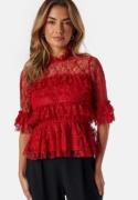 BUBBLEROOM Frill Lace Blouse Red 34