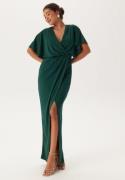 Bubbleroom Occasion Wrap Slit Maxi Dress Dark green XS