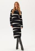 Object Collectors Item Objmaren Knit Re L/S Dress Black Detail:white S...