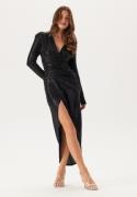 John Zack Sequin Rouch Maxi Dress Black M (UK12)