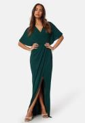 Bubbleroom Occasion Wrap Slit Maxi Dress Dark green M